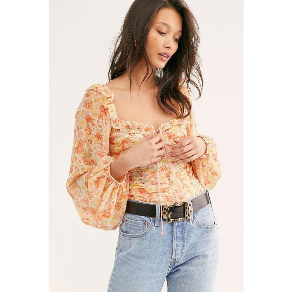 Free People Mable Printed Blouse‎ Spring Combo XS NWT